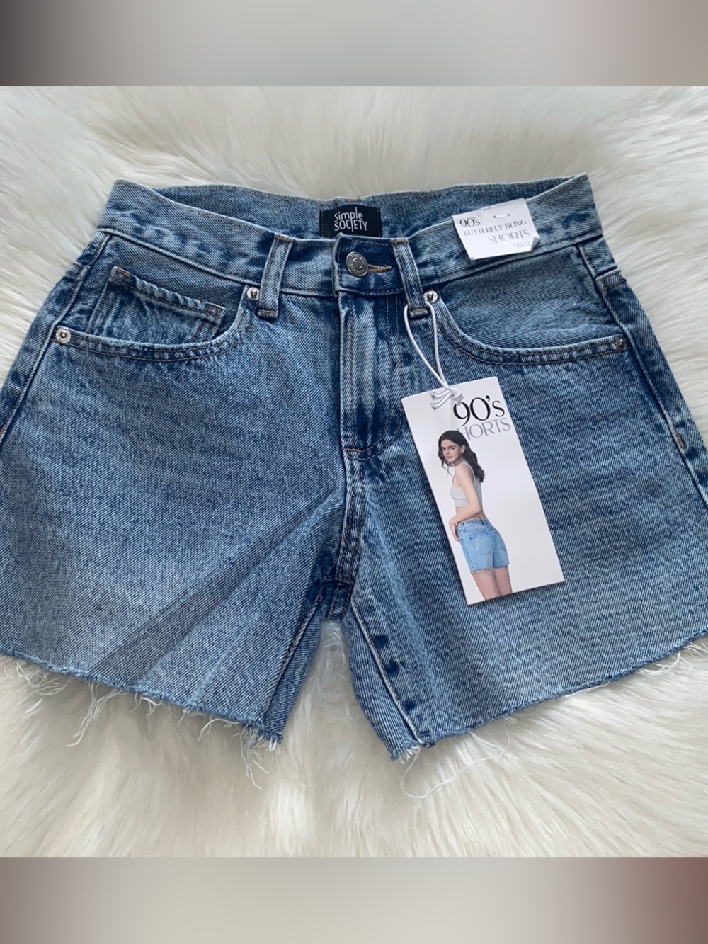 Simple Society Women's Light Blue High-Rise Denim Shorts